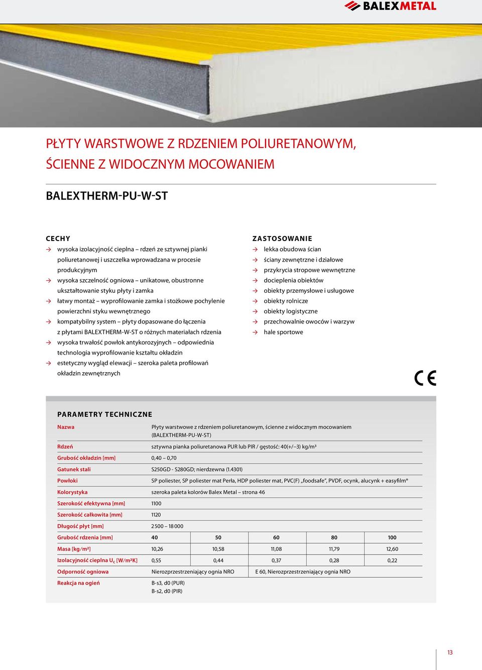 system płyty dopasowane do łączenia z płytami BALEXTHERM-W-ST o różnych materiałach rdzenia wysoka trwałość powłok antykorozyjnych odpowiednia technologia wyprofilowanie kształtu okładzin estetyczny