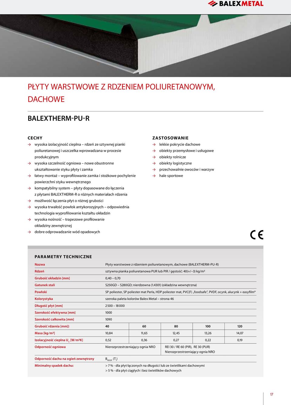 łączenia z płytami BALEXTHERM-R o różnych materiałach rdzenia możliwość łączenia płyt o różnej grubości wysoka trwałość powłok antykorozyjnych odpowiednia technologia wyprofilowanie kształtu okładzin