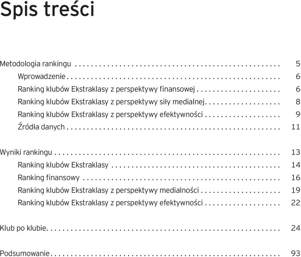 .................................................... 11 Wyniki rankingu... 13 Ranking klubów Ekstraklasy... 14 Ranking finansowy.