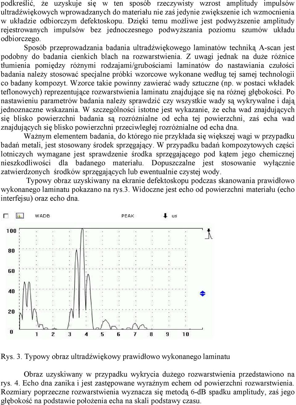 Sposób przeprowadzania badania ultradźwiękowego laminatów techniką A-scan jest podobny do badania cienkich blach na rozwarstwienia.