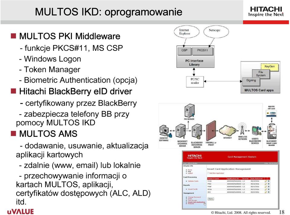 telefony BB przy pomocy MULTOS IKD MULTOS AMS - dodawanie, usuwanie, aktualizacja aplikacji kartowych - zdalnie