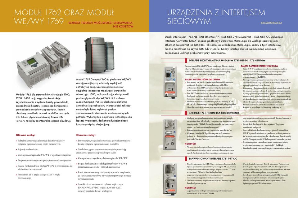 Tak samo jak urządzenia MicroLogix, każdy z tych interfejsów można montować na szynie DIN lub w szafie. Każdy interfejs ma też wzmocnioną obudowę, co pozwala uniknąć problemów przy montowaniu.