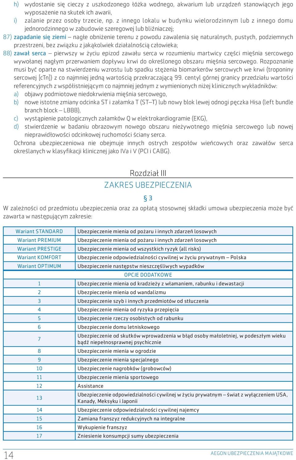 pustych, podziemnych przestrzeni, bez związku z jakąkolwiek działalnością człowieka; 88) zawał serca pierwszy w życiu epizod zawału serca w rozumieniu martwicy części mięśnia sercowego wywołanej