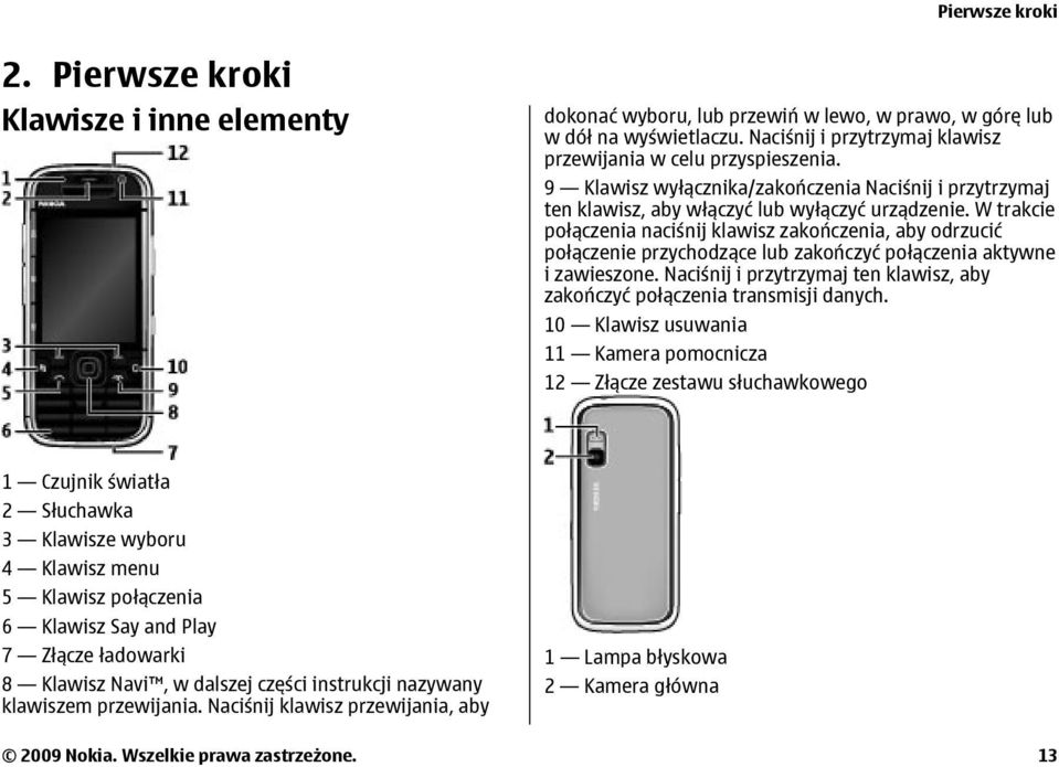 W trakcie połączenia naciśnij klawisz zakończenia, aby odrzucić połączenie przychodzące lub zakończyć połączenia aktywne i zawieszone.