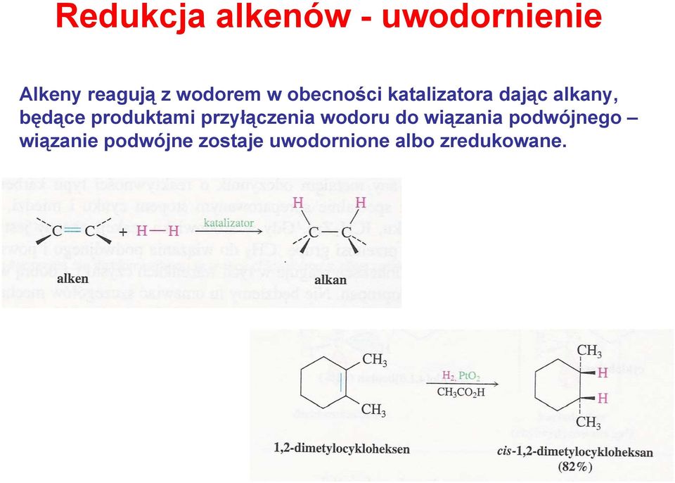 będące produktami przyłączenia wodoru do wiązania