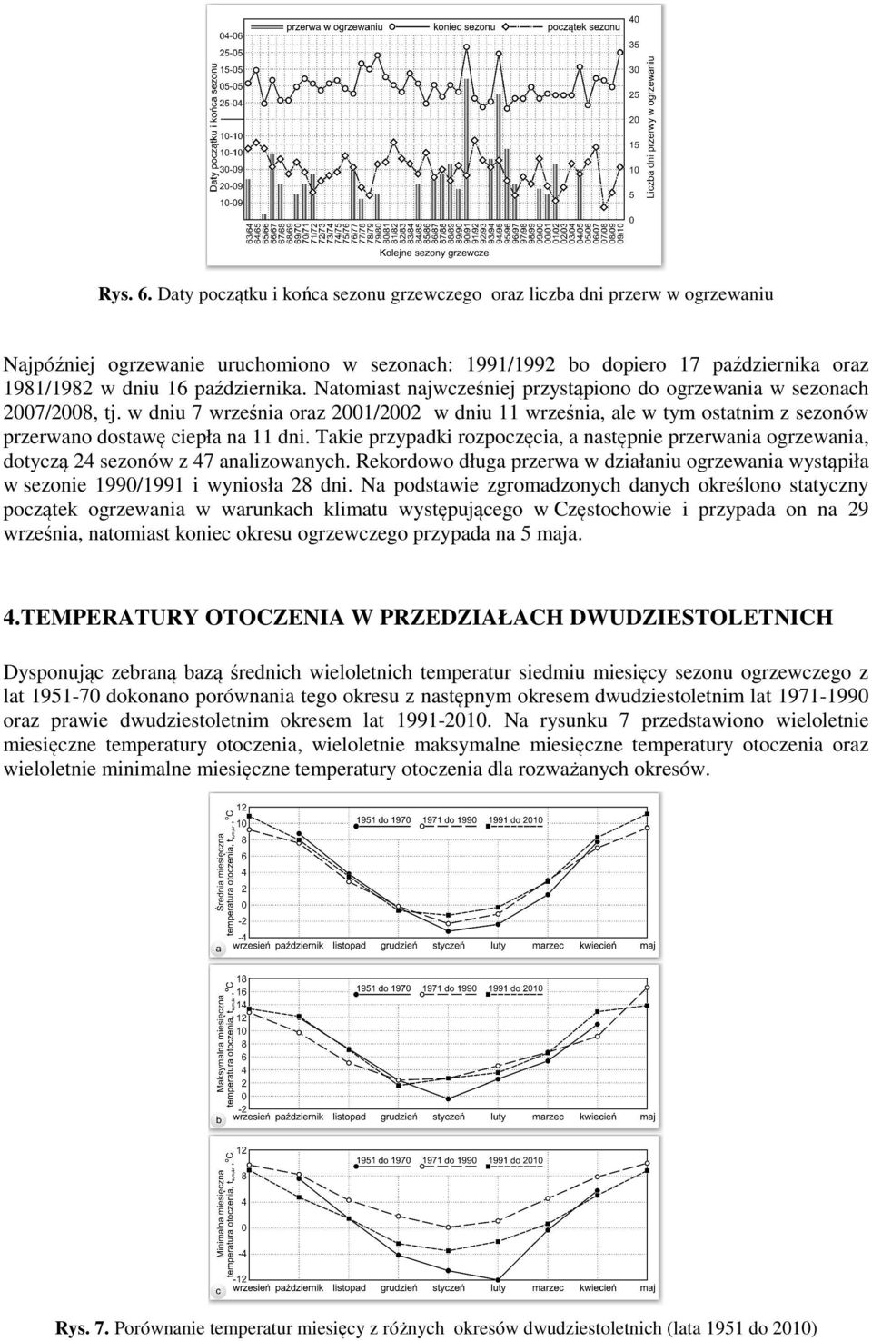 Natomiast najwcześniej przystąpiono do ogrzewania w sezonach 2007/2008, tj. w dniu 7 września oraz 2001/2002 w dniu 11 września, ale w tym ostatnim z sezonów przerwano dostawę ciepła na 11 dni.