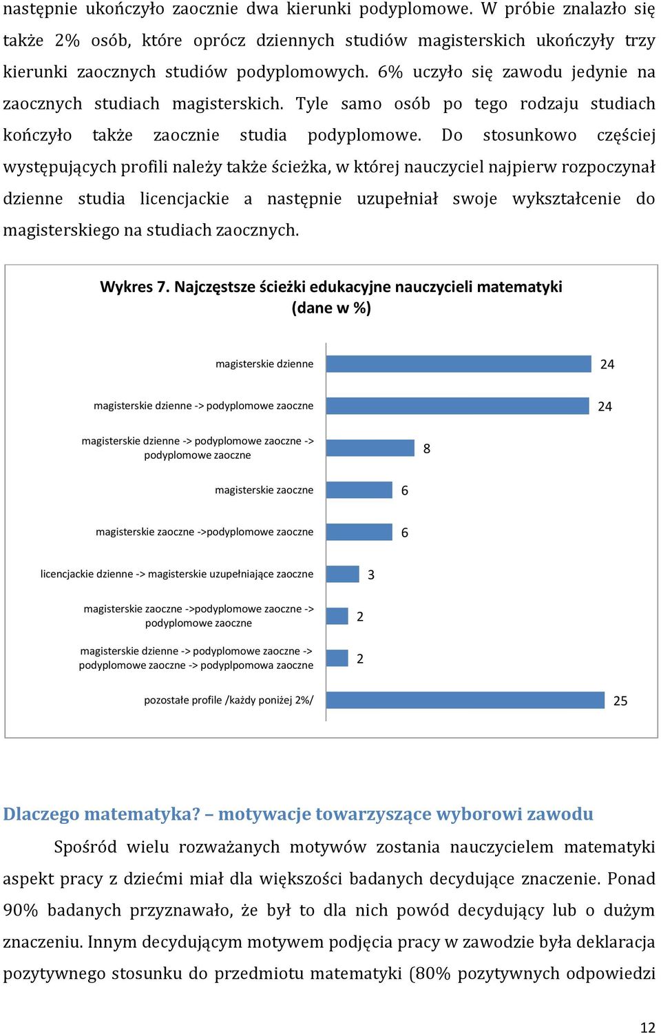 Do stosunkowo częściej występujących profili należy także ścieżka, w której nauczyciel najpierw rozpoczynał dzienne studia licencjackie a następnie uzupełniał swoje wykształcenie do magisterskiego na