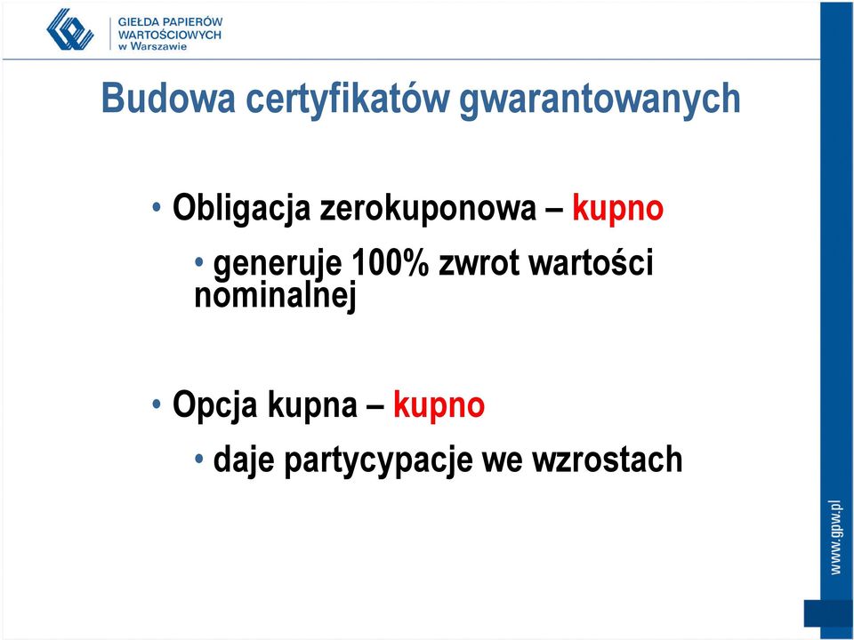 100% zwrot wartości nominalnej Opcja