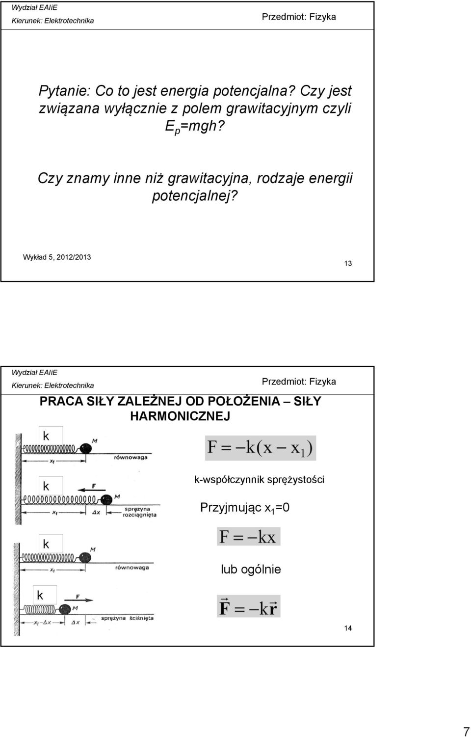 Czy znamy inne niż grawitacyjna, rodzaje energii potencjalnej?