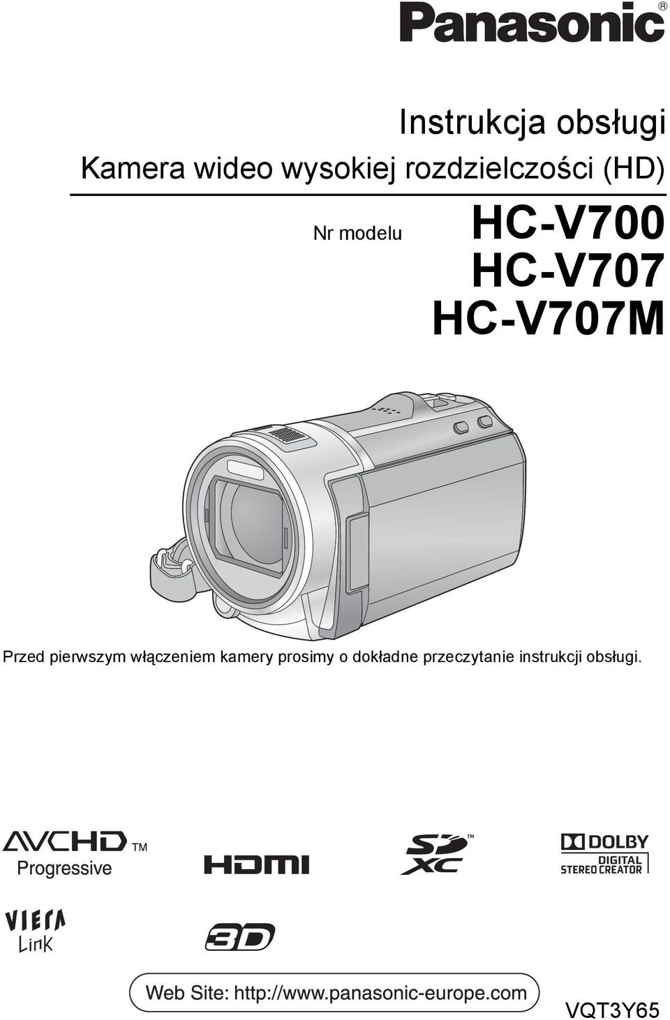 HC-V707M Przed pierwszym włączeniem kamery