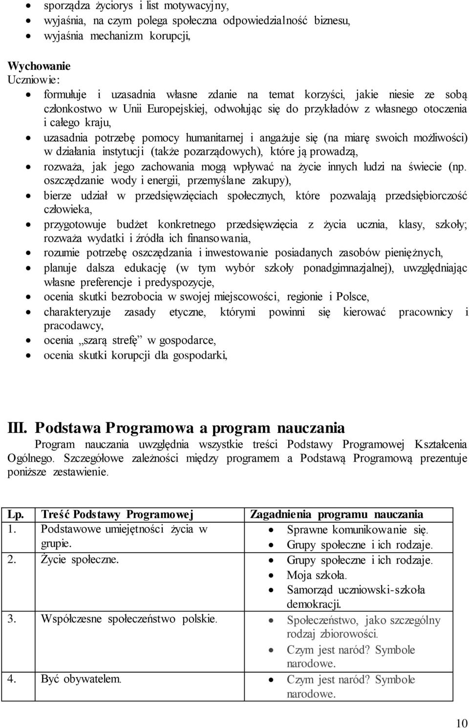 możliwości) w działania instytucji (także pozarządowych), które ją prowadzą, rozważa, jak jego zachowania mogą wpływać na życie innych ludzi na świecie (np.