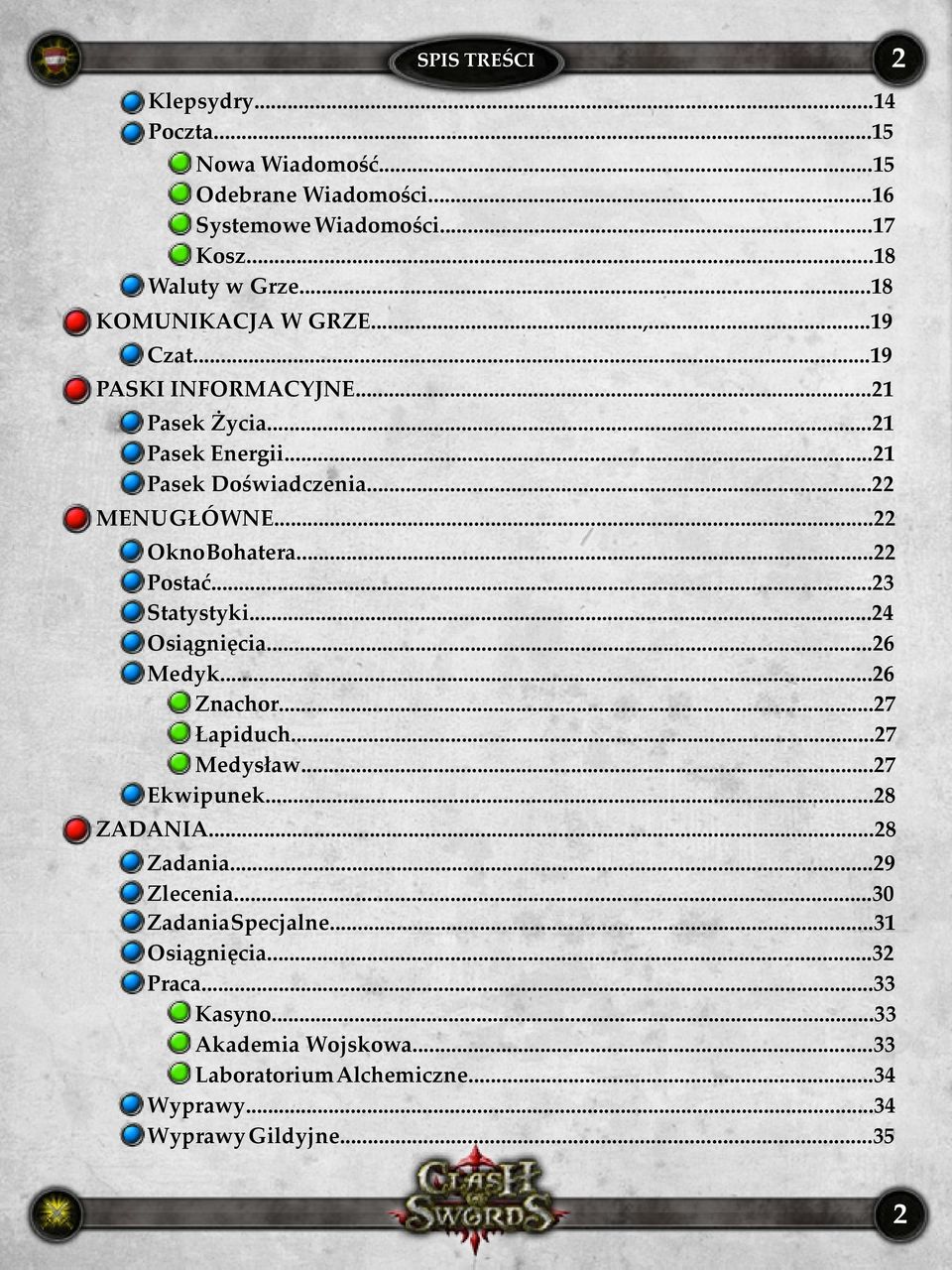 ..22 Okno Bohatera...22 Postać...23 Statystyki...24 Osiągnięcia...26 Medyk...26 Znachor...27 Łapiduch...27 Medysław...27 Ekwipunek...28 ZADANIA.