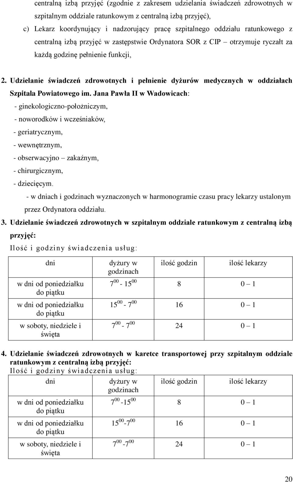 Udzielanie świadczeń zdrowotnych i pełnienie dyżurów medycznych w oddziałach Szpitala Powiatowego im.