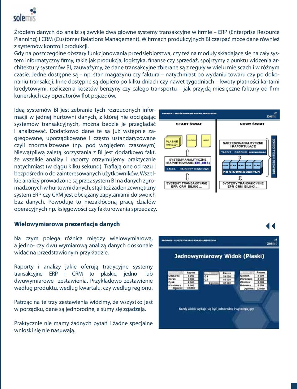 Gdy na poszczególne obszary funkcjonowania przedsiębiorstwa, czy też na moduły składające się na cały system informatyczny firmy, takie jak produkcja, logistyka, finanse czy sprzedaż, spojrzymy z