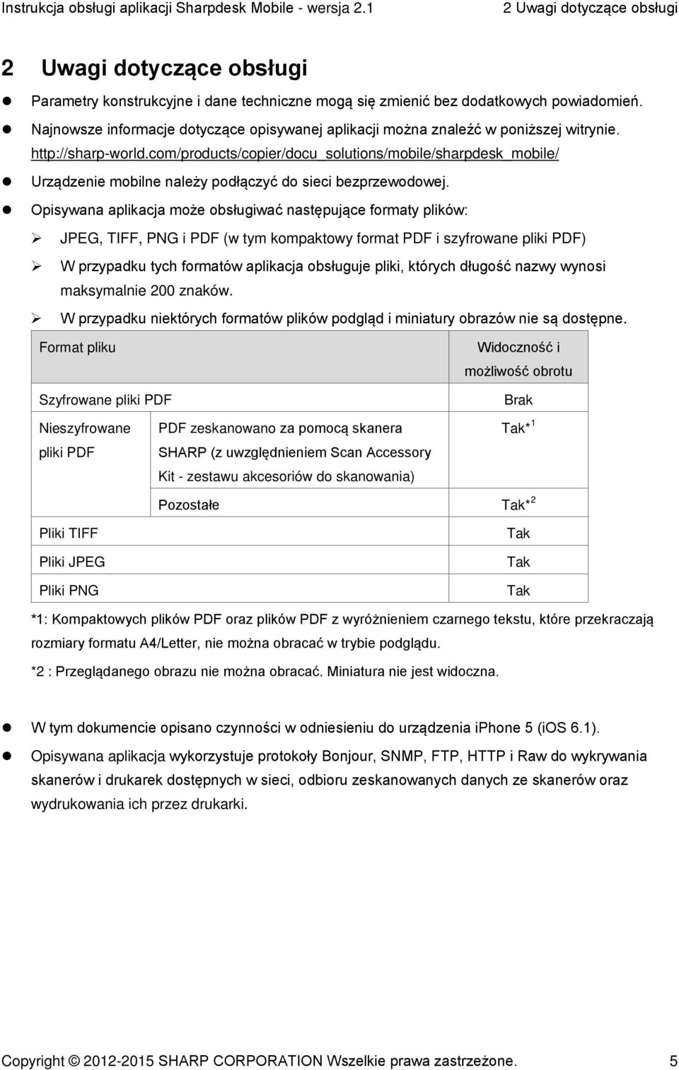 com/products/copier/docu_solutions/mobile/sharpdesk_mobile/ Urządzenie mobilne należy podłączyć do sieci bezprzewodowej.