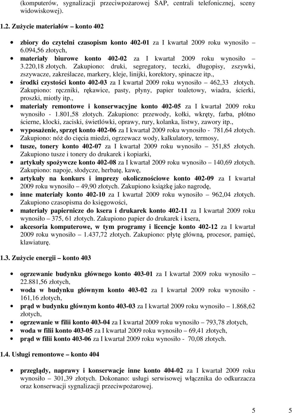 220,18 złotych. Zakupiono: druki, segregatory, teczki, długopisy, zszywki, zszywacze, zakreślacze, markery, kleje, linijki, korektory, spinacze itp.