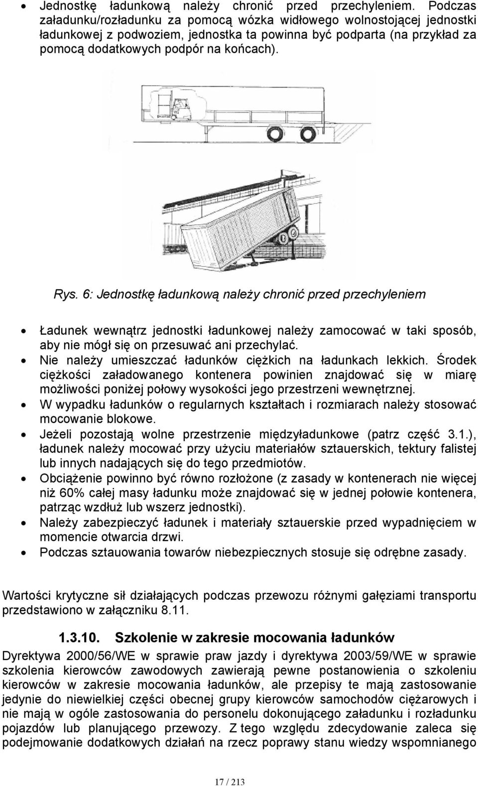 6: Jednostkę ładunkową należy chronić przed przechyleniem Ładunek wewnątrz jednostki ładunkowej należy zamocować w taki sposób, aby nie mógł się on przesuwać ani przechylać.