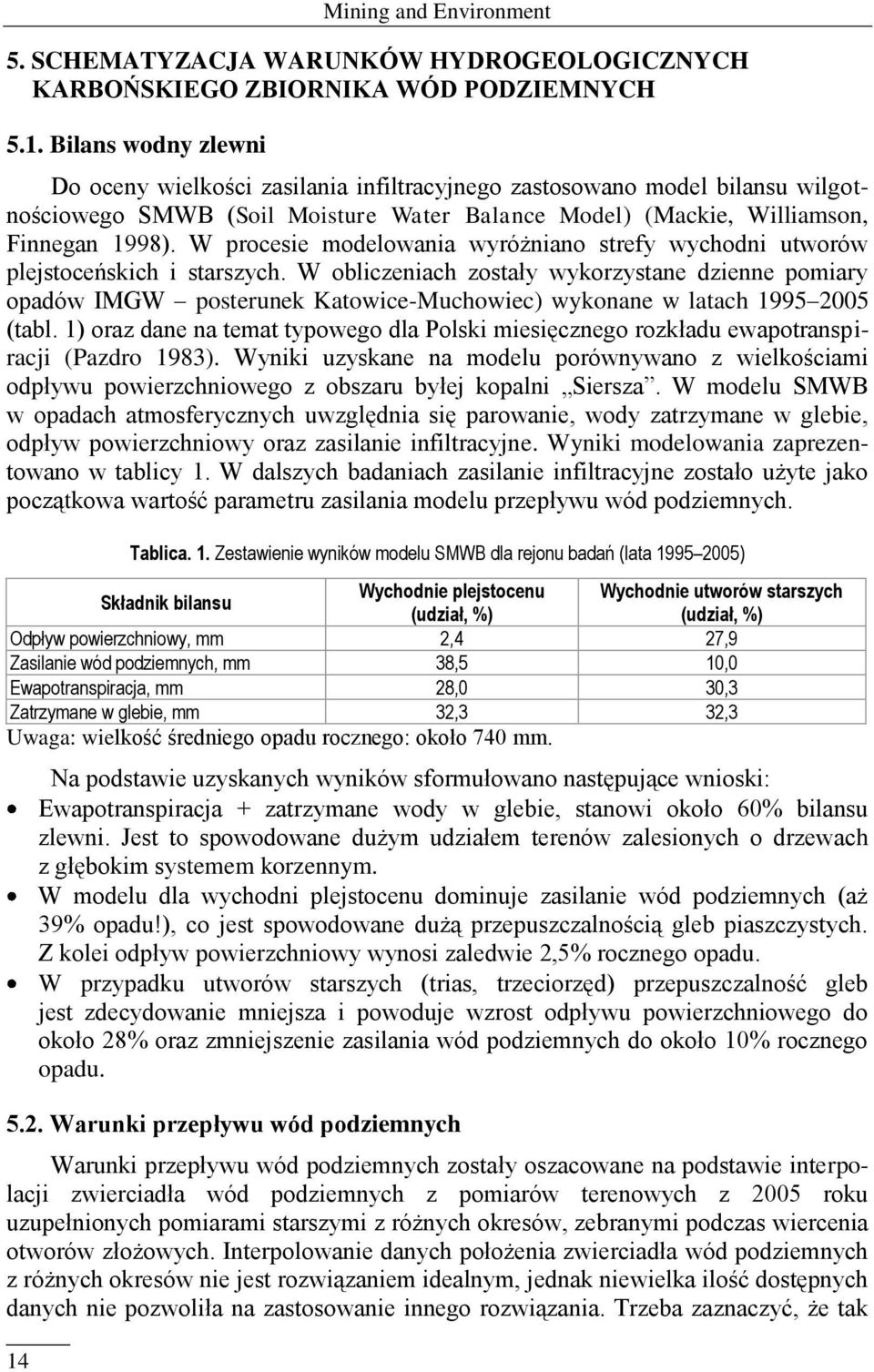 W obliczeniach zostały wykorzystane dzienne pomiary opadów IMGW posterunek Katowice-Muchowiec) wykonane w latach 1995 2005 (tabl.
