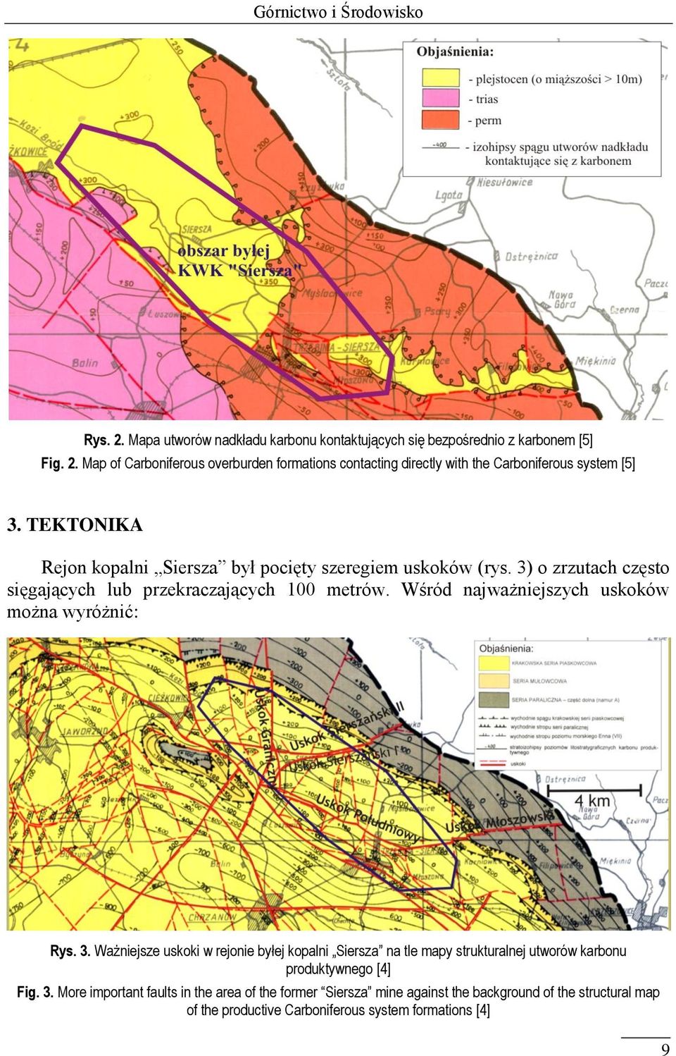 Wśród najważniejszych uskoków można wyróżnić: Rys. 3.