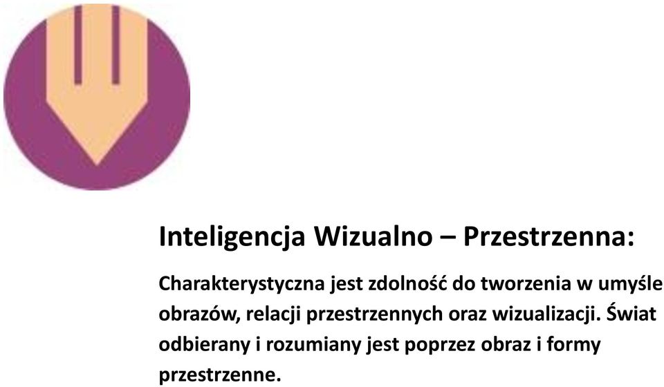 umyśle obrazów, relacji przestrzennych oraz