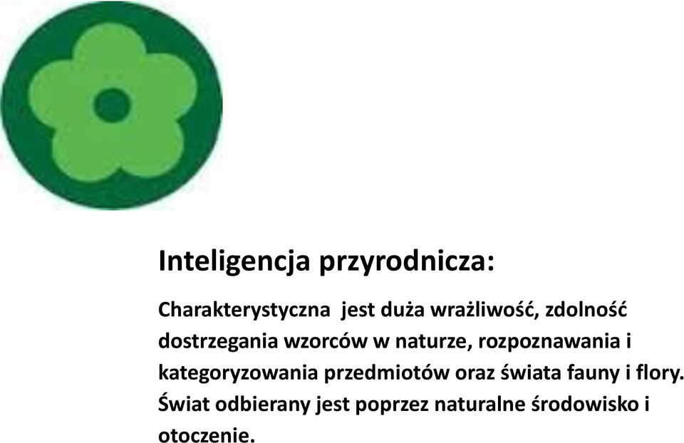 rozpoznawania i kategoryzowania przedmiotów oraz świata