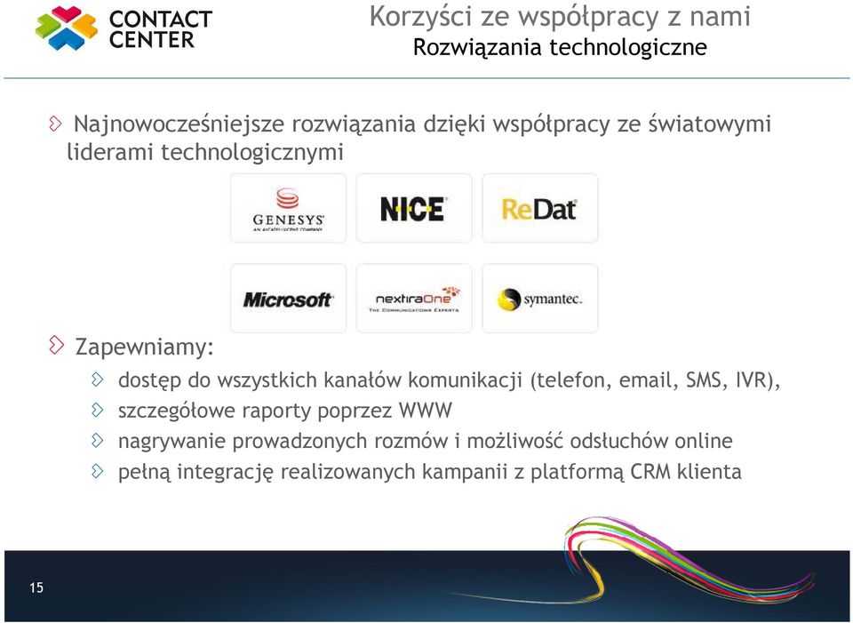 komunikacji (telefon, email, SMS, IVR), szczegółowe raporty poprzez WWW nagrywanie prowadzonych