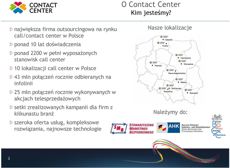 wyposaŝonych stanowisk call center 10 lokalizacji call center w Polsce 43 mln połączeń rocznie odbieranych na infolinii 25