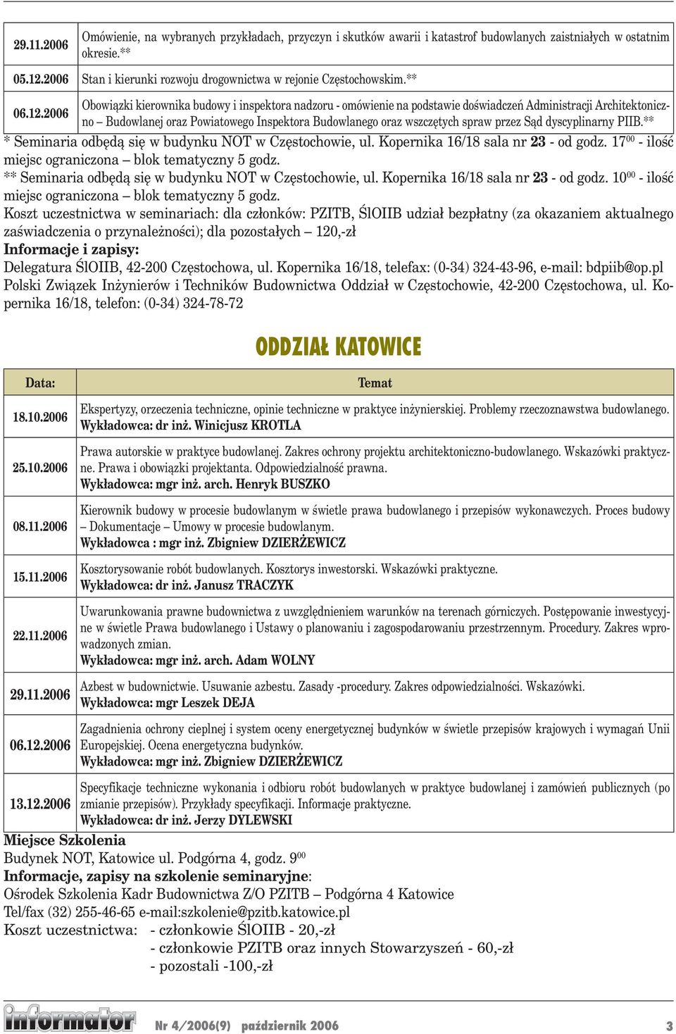 ** Obowiązki kierownika budowy i inspektora nadzoru - omówienie na podstawie doświadczeń Administracji Architektoniczno Budowlanej oraz Powiatowego Inspektora Budowlanego oraz wszczętych spraw przez