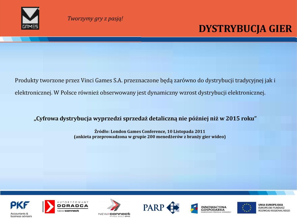 Cyfrowa dystrybucja wyprzedzi sprzedaż detaliczną nie później niż w 2015 roku Źródło: London Games