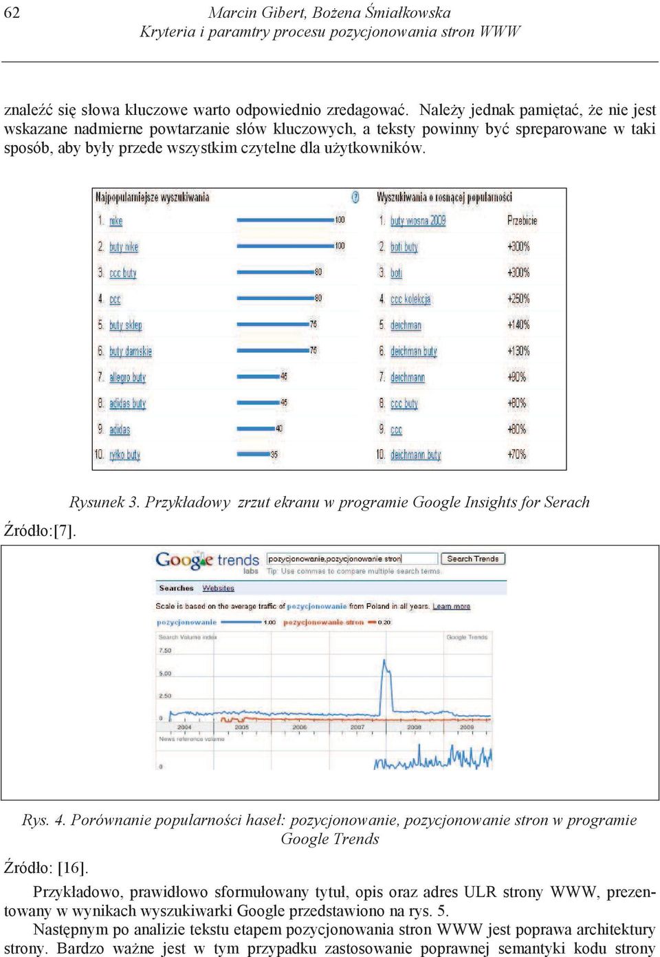 Rysunek 3. Przykładowy zrzut ekranu w programie Google Insights for Serach Rys. 4. Porównanie popularno ci haseł: pozycjonowanie, pozycjonowanie stron w programie Google Trends ródło: [16].