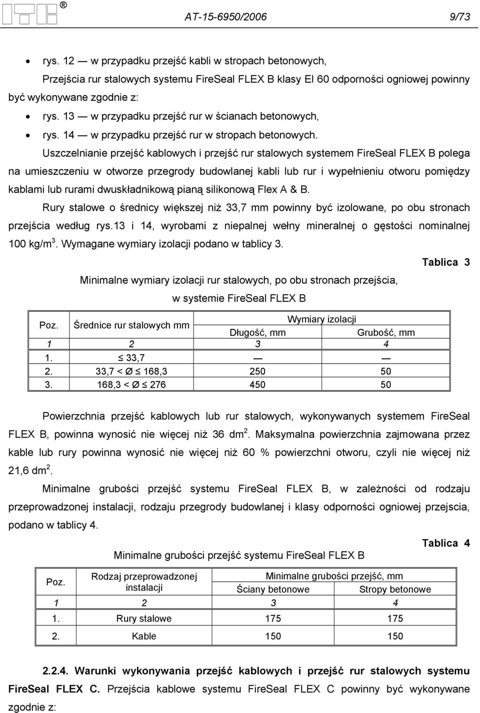 Uszczelnianie przejść kablowych i przejść rur stalowych systemem FireSeal FLEX B polega na umieszczeniu w otworze przegrody budowlanej kabli lub rur i wypełnieniu otworu pomiędzy kablami lub rurami