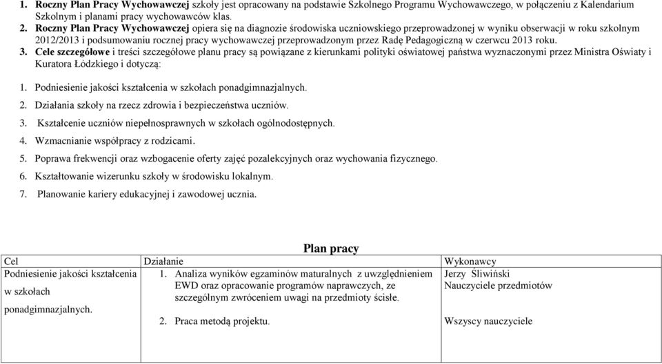 przez Radę Pedagogiczną w czerwcu 2013 roku. 3.