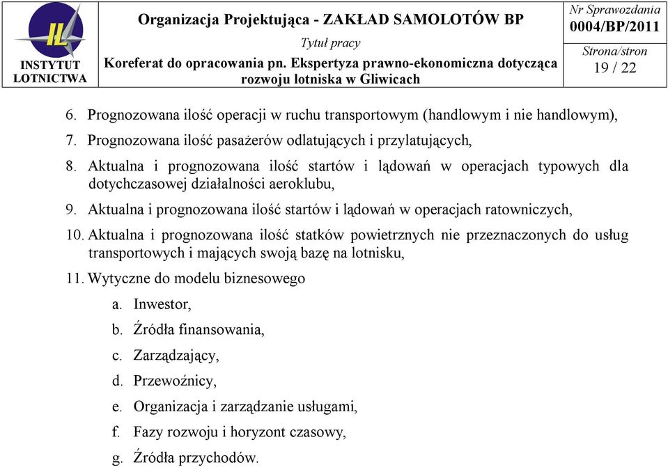 Aktualna i prognozowana ilość startów i lądowań w operacjach ratowniczych, 10.