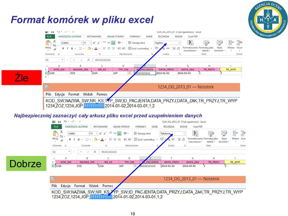 cały arkusz pliku excel przed