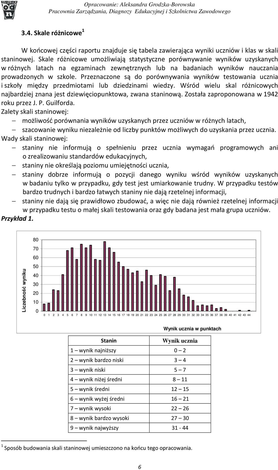 Przeznaczone są do porównywania wyników testowania ucznia i szkoły między przedmiotami lub dziedzinami wiedzy. Wśród wielu skal różnicowych najbardziej znana jest dziewięciopunktowa, zwana staninową.