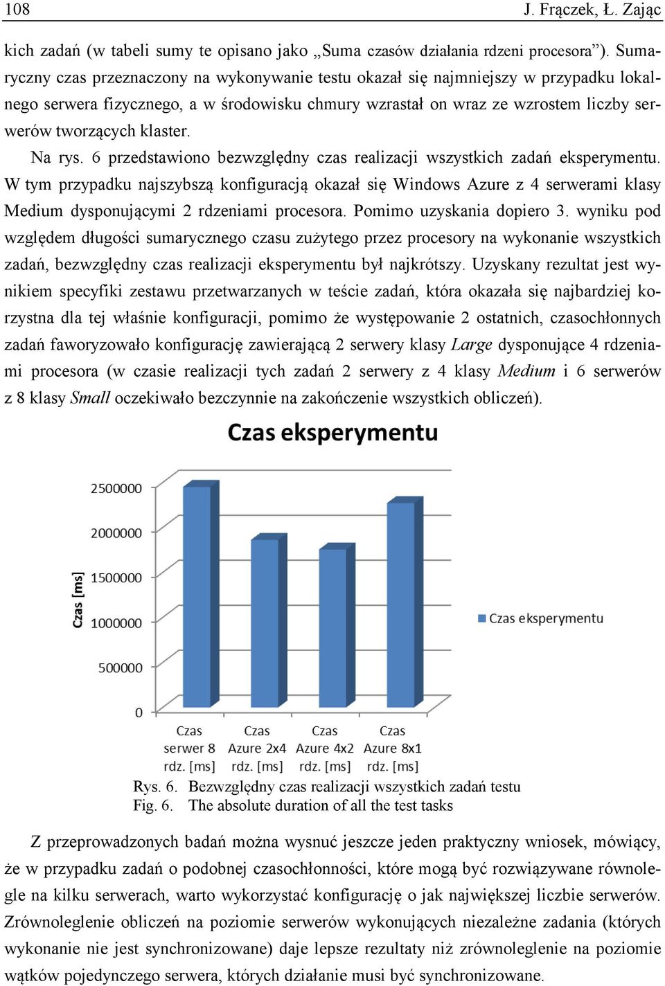 klaster. Na rys. 6 przedstawiono bezwzględny czas realizacji wszystkich zadań eksperymentu.