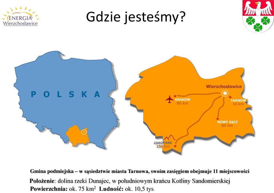 zasięgiem obejmuje 11 miejscowości Położenie: dolina