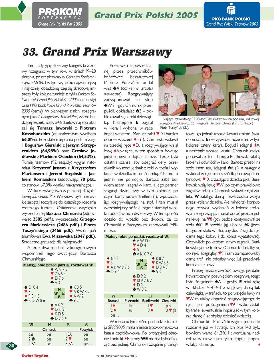 I w tym wypadku najwa niejszà i najliczniej obsadzonà cz Êcià sk adowà imprezy by y kolejne turnieje z cyklu Prokom Software SA Grand Prix Polski Par 2005 (jedenasty) oraz PKO Bank Polski Grand Prix