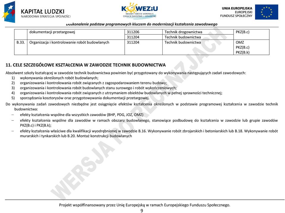 wykonywania określonych robót budowlanych; 2) organizowania i kontrolowania robót związanych z zagospodarowaniem terenu budowy; 3) organizowania i kontrolowania robót budowlanych stanu surowego i