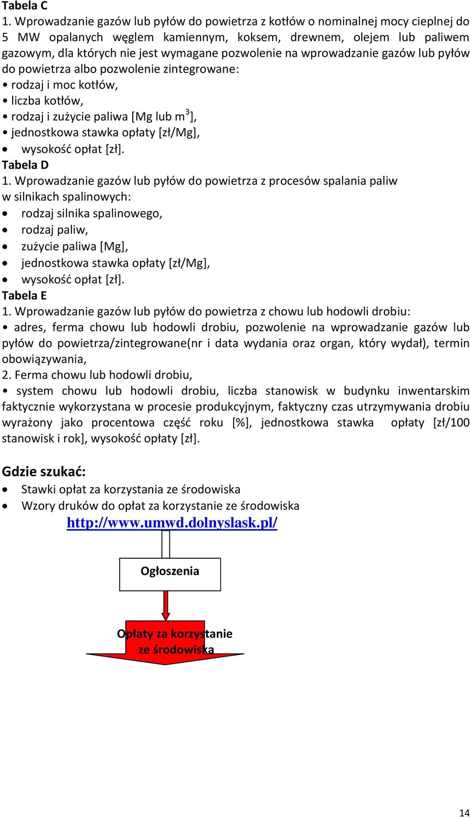 na wprowadzanie gazów lub pyłów do powietrza albo pozwolenie zintegrowane: rodzaj i moc kotłów, liczba kotłów, rodzaj i zużycie paliwa [Mg lub m 3 ], jednostkowa stawka opłaty *zł/mg+, wysokośd opłat