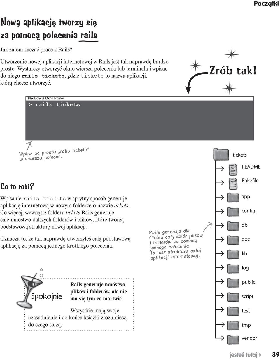 Plik Edycja Okno Pomoc > rails tickets Wpisz po prostu rails tickets w wierszu poleceń. tickets README Co to robi?