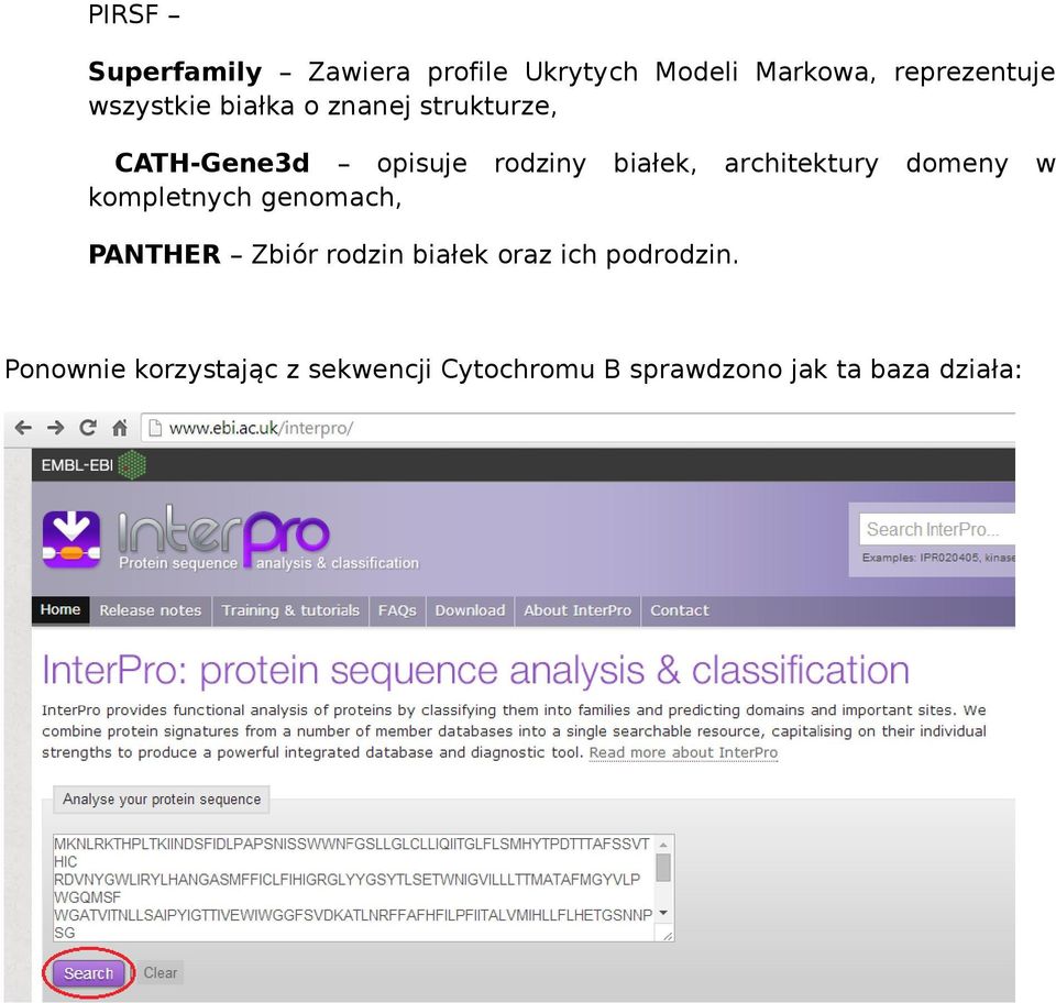 genomach, rodziny białek, architektury domeny PANTHER Zbiór rodzin białek oraz