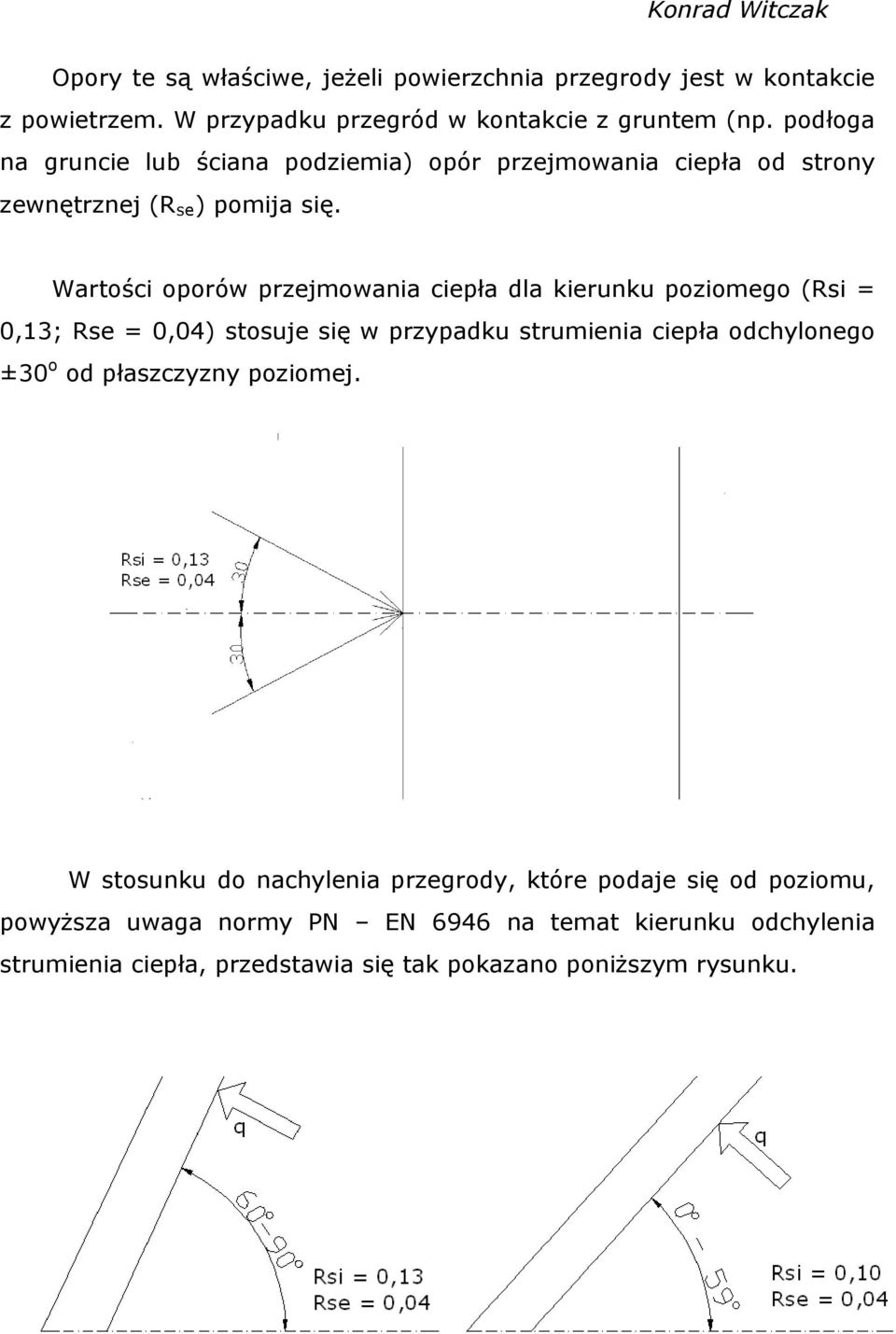 Wartości oporów przejmowania ciepła dla kierunku poziomego (Rsi = 0,13; Rse = 0,04) stosuje się w przypadku strumienia ciepła odchylonego ±30 o od