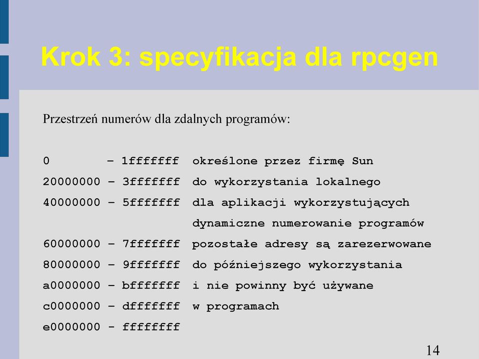 numerowanie programów 60000000 7fffffff pozostałe adresy są zarezerwowane 80000000 9fffffff do późniejszego