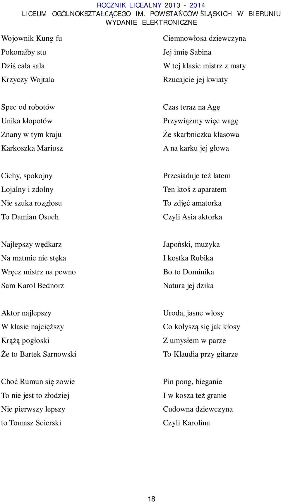 aparatem To zdj amatorka Czyli Asia aktorka Najlepszy w dkarz Na matmie nie st ka Wr cz mistrz na pewno Sam Karol Bednorz Japo ski, muzyka I kostka Rubika Bo to Dominika Natura jej dzika Aktor