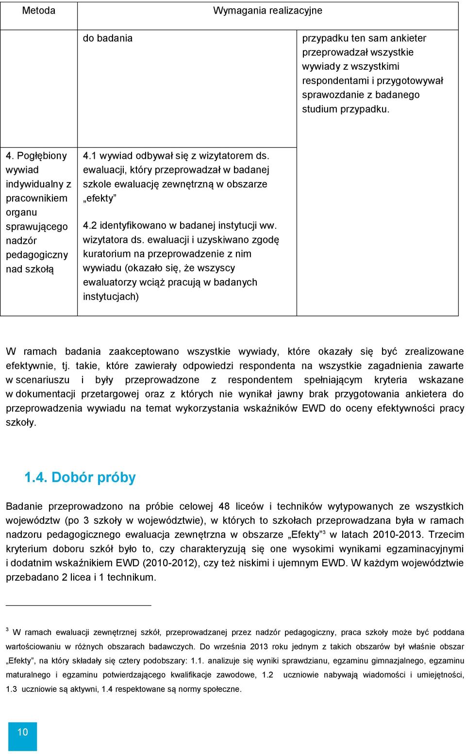 ewaluacji, który przeprowadzał w badanej szkole ewaluację zewnętrzną w obszarze efekty 4.2 identyfikowano w badanej instytucji ww. wizytatora ds.