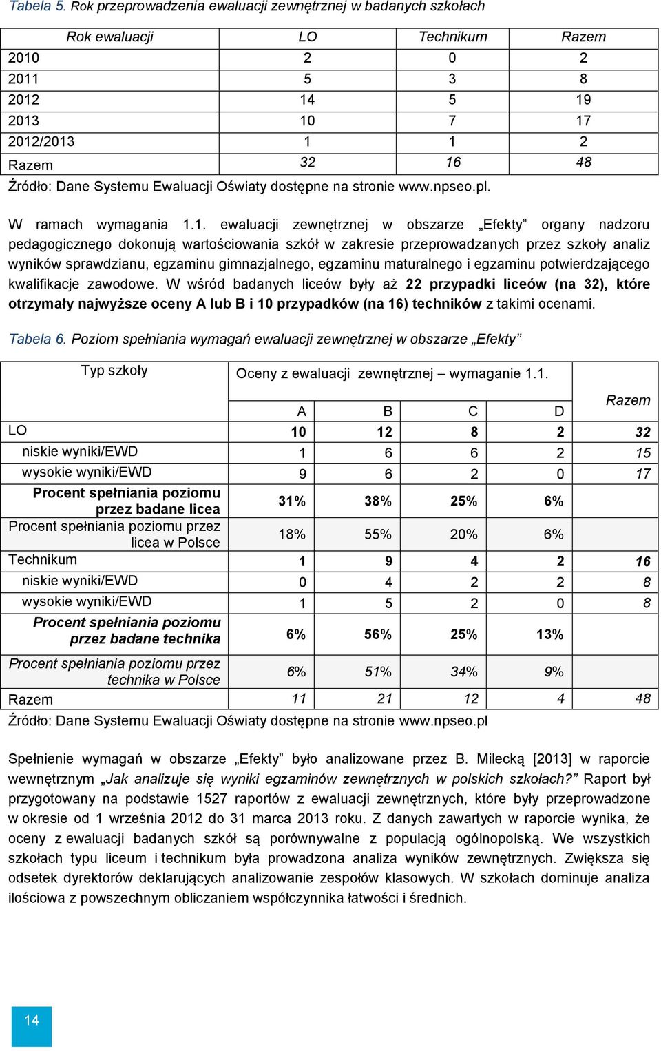 Ewaluacji Oświaty dostępne na stronie www.npseo.pl. W ramach wymagania 1.