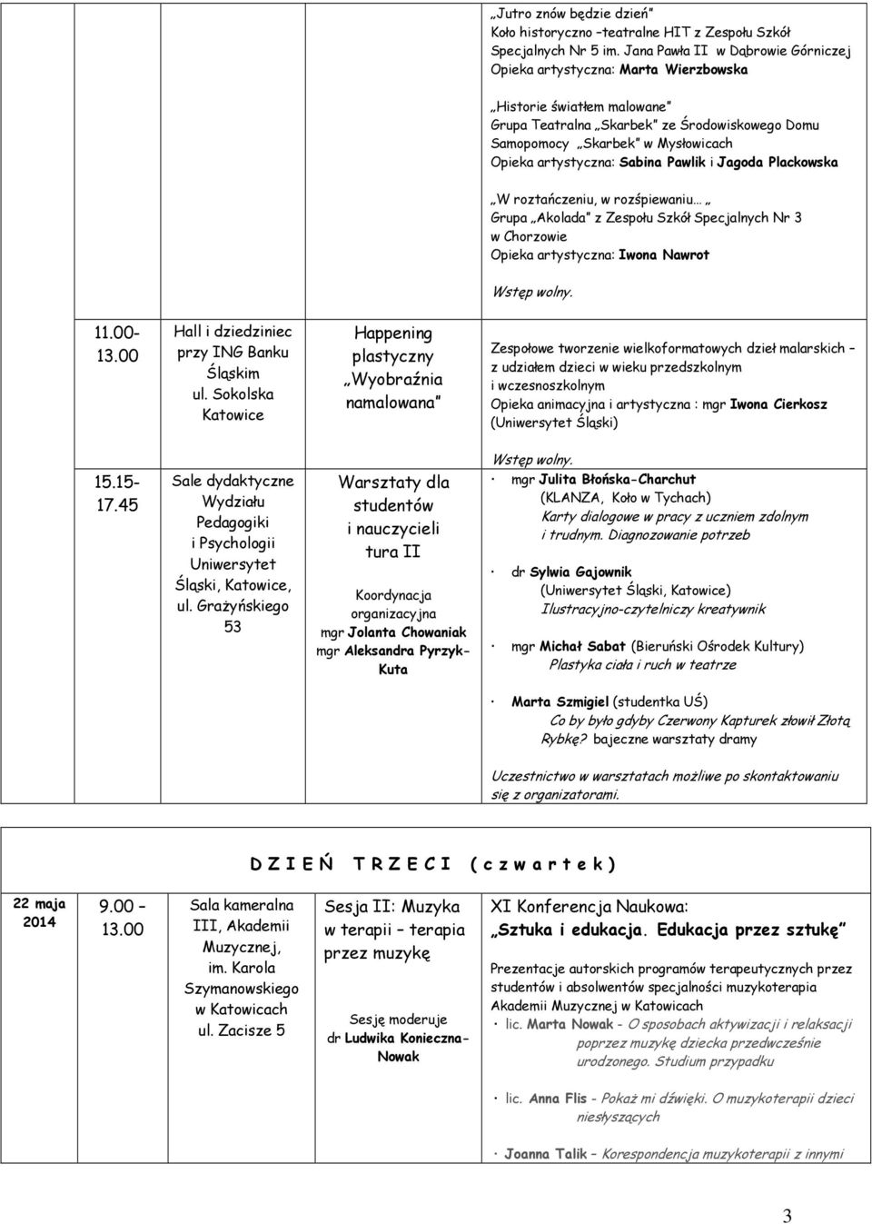 Sabina Pawlik i Jagoda Plackowska W roztańczeniu, w rozśpiewaniu Grupa Akolada z Zespołu Szkół Specjalnych Nr 3 w Chorzowie Opieka artystyczna: Iwona Nawrot 11.