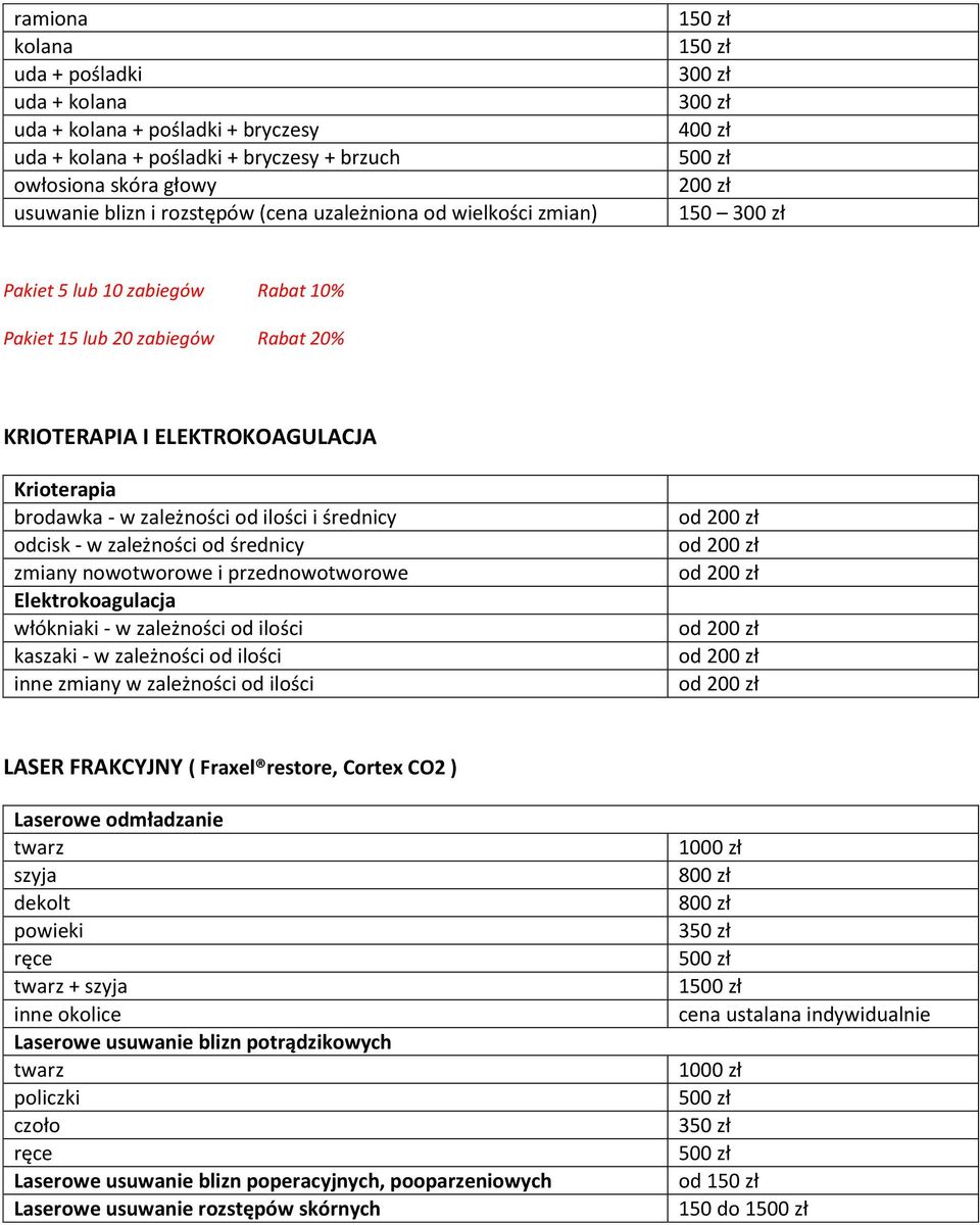 zależności od średnicy zmiany nowotworowe i przednowotworowe Elektrokoagulacja włókniaki - w zależności od ilości kaszaki - w zależności od ilości inne zmiany w zależności od ilości od od od od od od