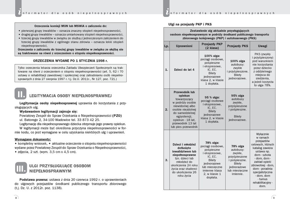 Orzeczena o zalczenu do trzecej grupy nwaldów w zwązku ze służbą ne są traktowane na równ z orzeczenem o stopnu nepełnosprawnośc. ORZECZENIA WYDANE PO 1 STYCZNIA 1998 r.